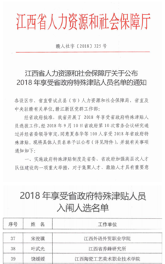 江西外语外贸职业学院宋俊骥教授入选2018年享受省政府特殊津贴专家