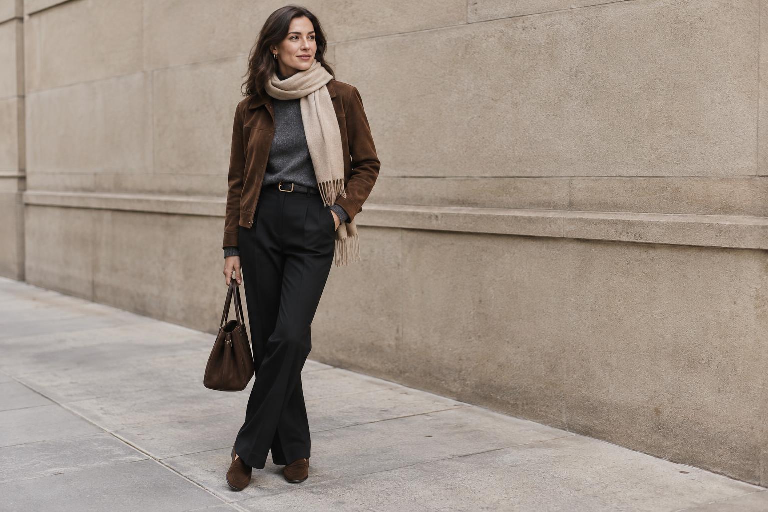 How to Wear Black, Gray, Brown and Beige Together